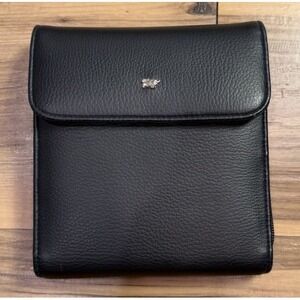 Braun Büffel Germany Black Leather Travel Organizer Wallet Zip Case Passport